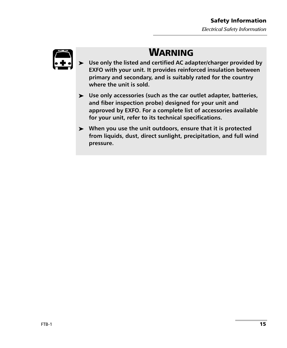 Arning | EXFO FTB-1 User Manual | Page 25 / 234