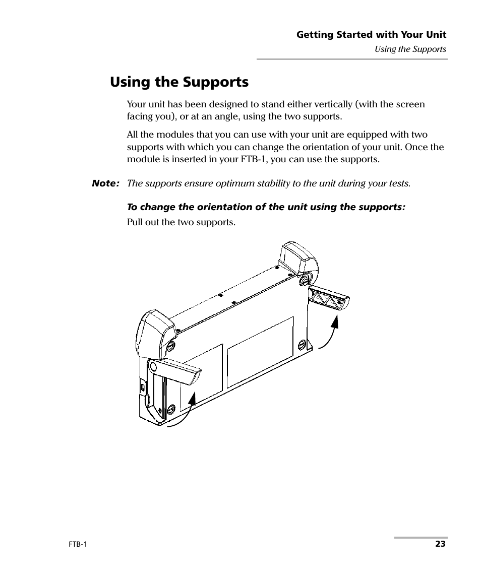 Using the supports | EXFO FTB-1 User Manual | Page 33 / 234