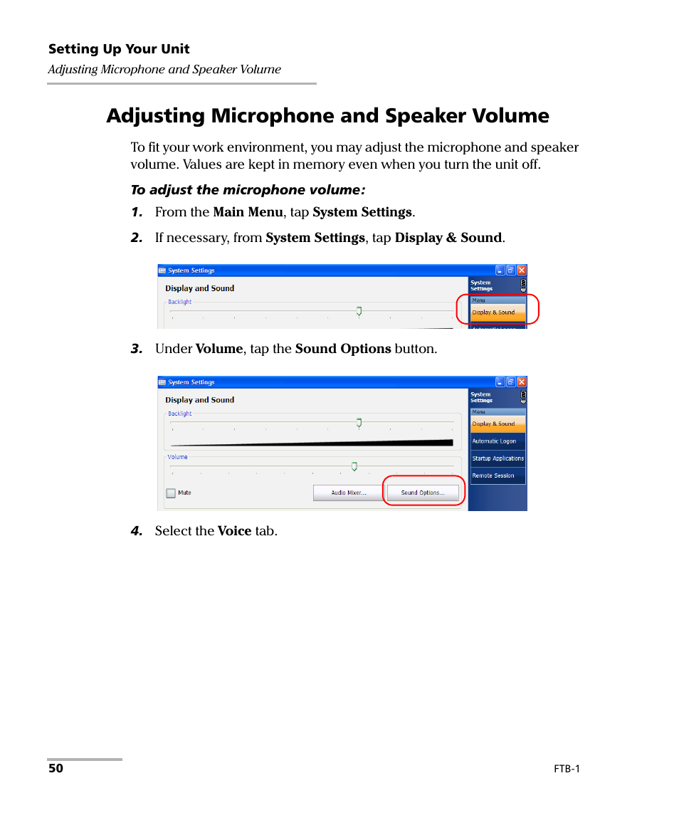 Adjusting microphone and speaker volume | EXFO FTB-1 User Manual | Page 60 / 234