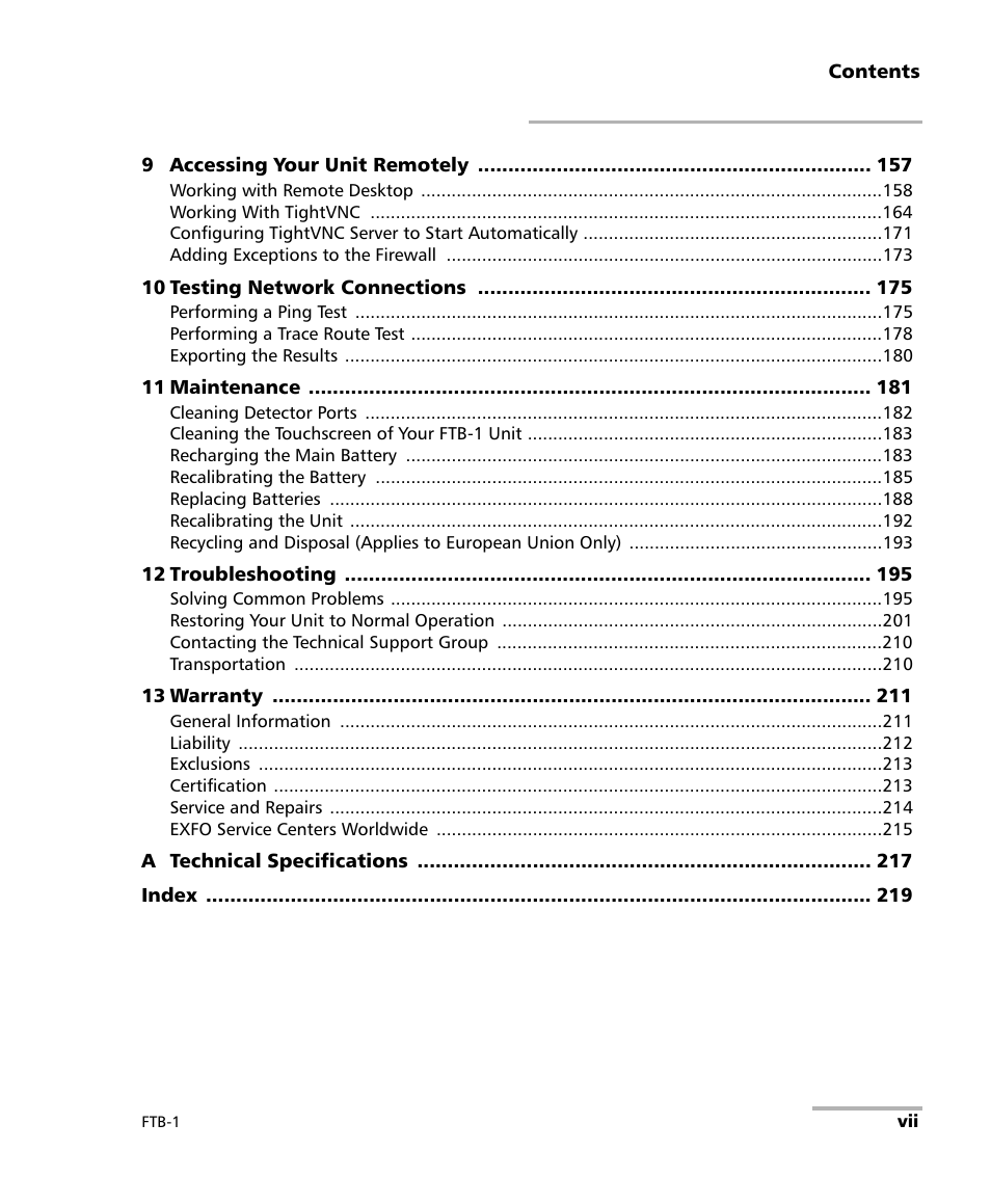 EXFO FTB-1 User Manual | Page 7 / 234