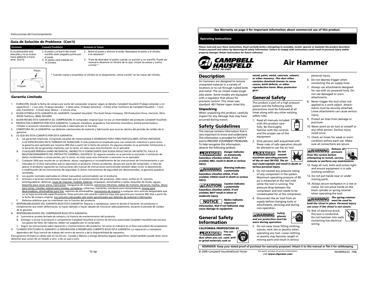 Campbell Hausfeld Impact Driver User Manual | 6 pages