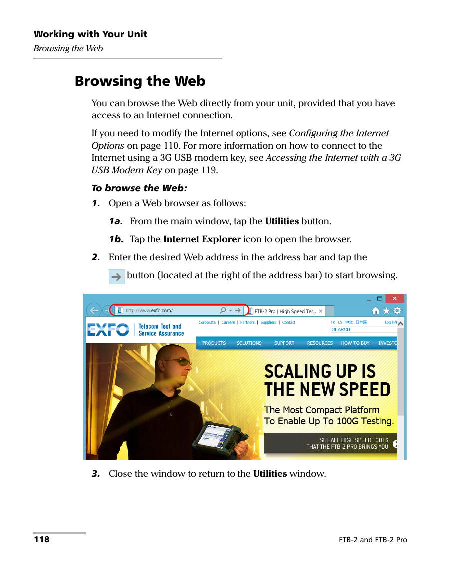 Browsing the web | EXFO FTB-2 User Manual | Page 128 / 443