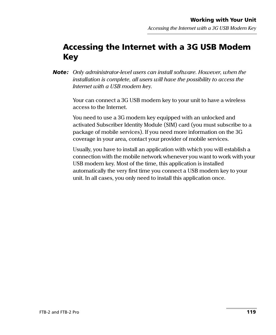 Accessing the internet with a 3g usb modem key | EXFO FTB-2 User Manual | Page 129 / 443