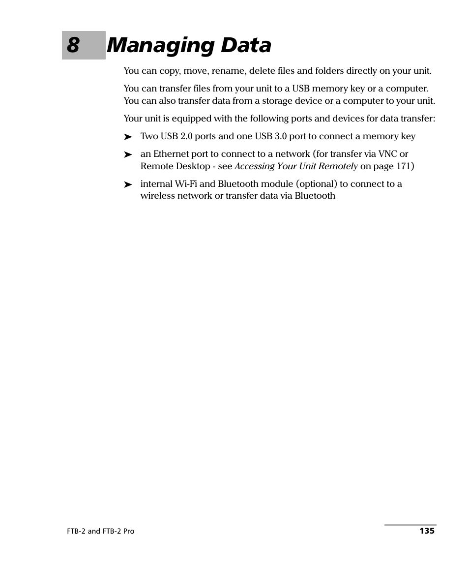 8 managing data, 8managing data | EXFO FTB-2 User Manual | Page 145 / 443