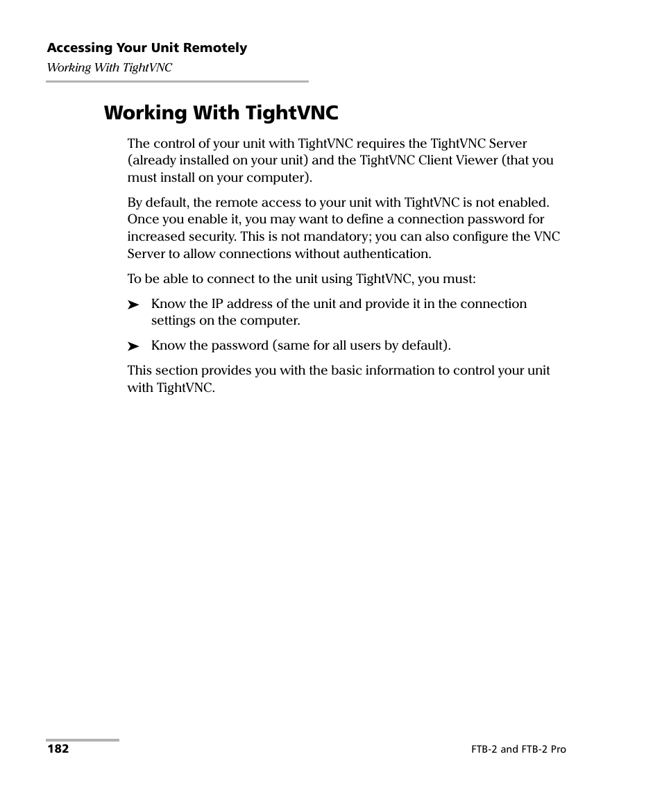 Working with tightvnc | EXFO FTB-2 User Manual | Page 192 / 443