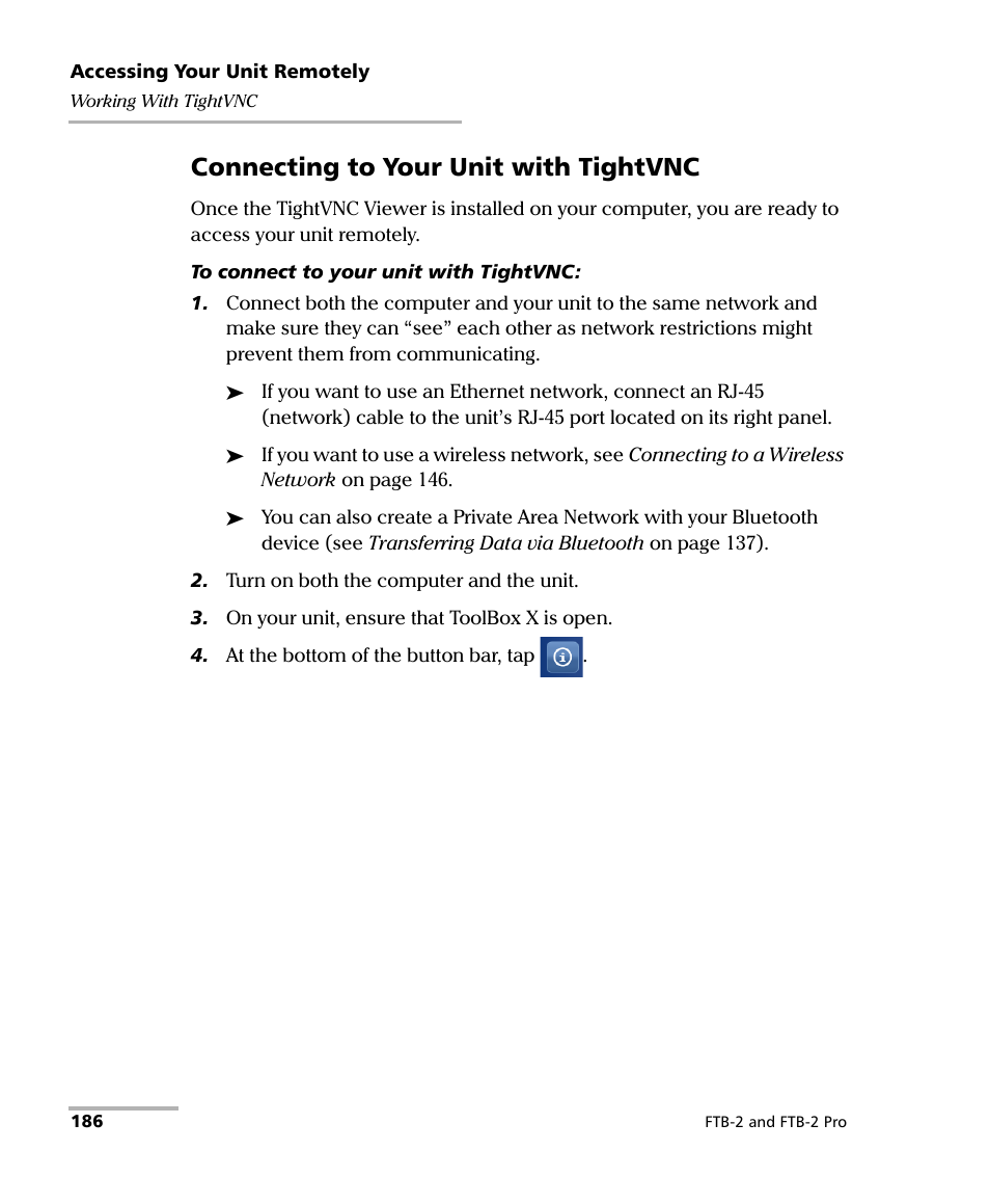 Connecting to your unit with tightvnc | EXFO FTB-2 User Manual | Page 196 / 443