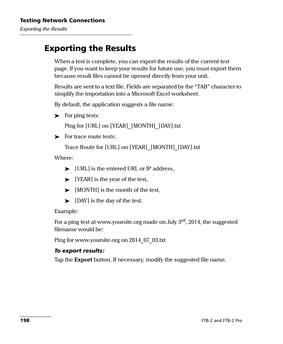 Exporting the results | EXFO FTB-2 User Manual | Page 208 / 443