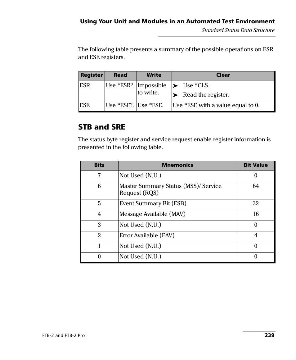 Stb and sre | EXFO FTB-2 User Manual | Page 249 / 443