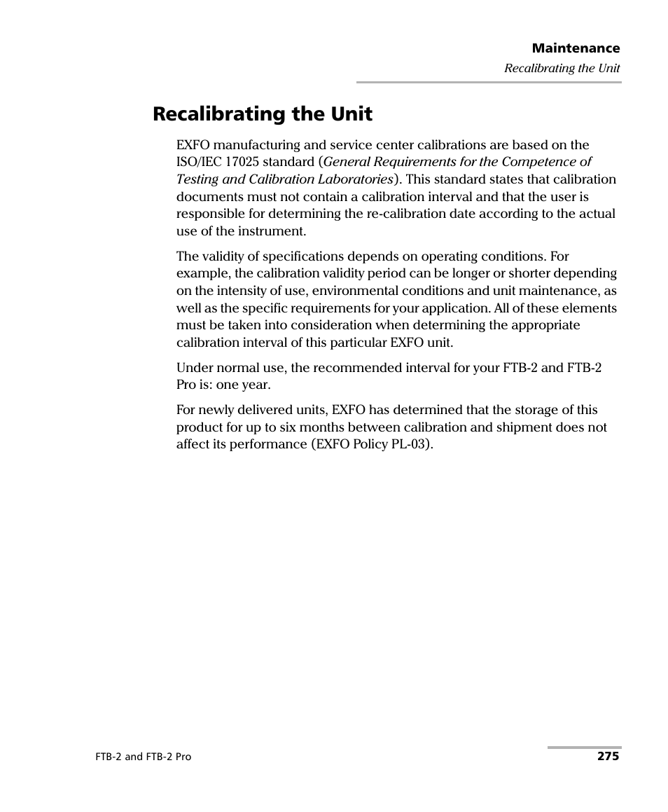 Recalibrating the unit | EXFO FTB-2 User Manual | Page 285 / 443