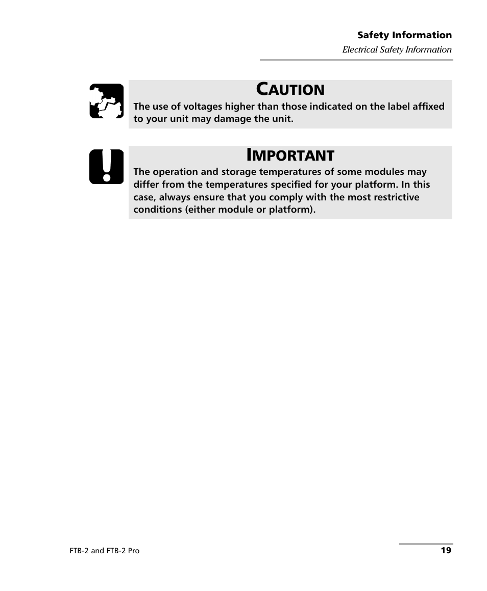 Aution, Mportant | EXFO FTB-2 User Manual | Page 29 / 443