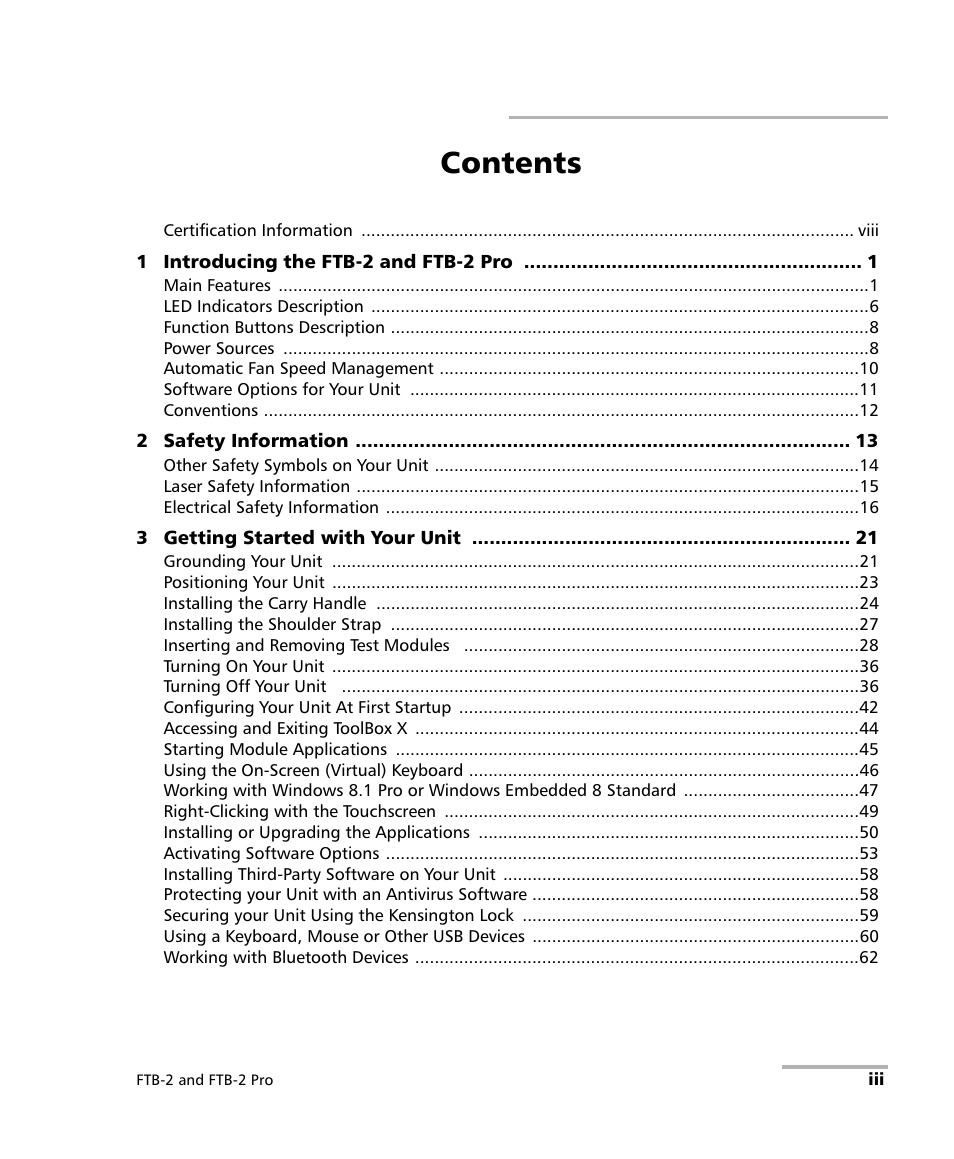 EXFO FTB-2 User Manual | Page 3 / 443
