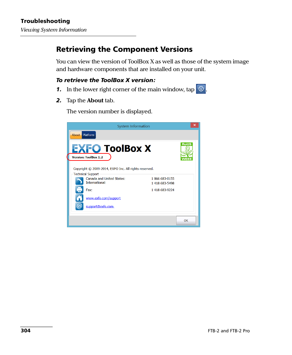 Retrieving the component versions | EXFO FTB-2 User Manual | Page 314 / 443