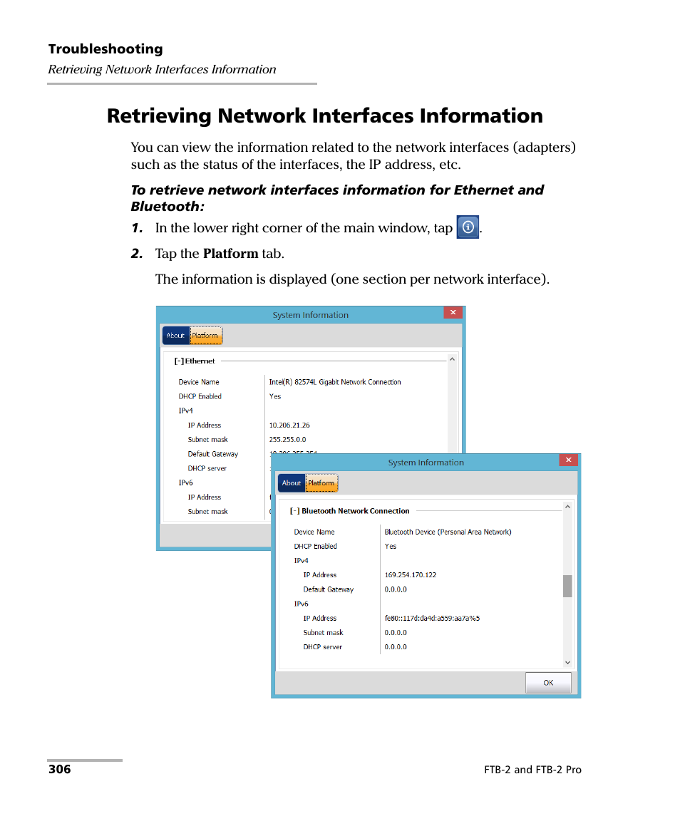 Retrieving network interfaces information | EXFO FTB-2 User Manual | Page 316 / 443