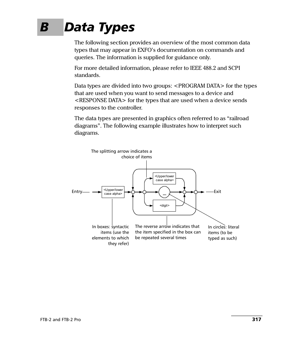 B data types | EXFO FTB-2 User Manual | Page 327 / 443