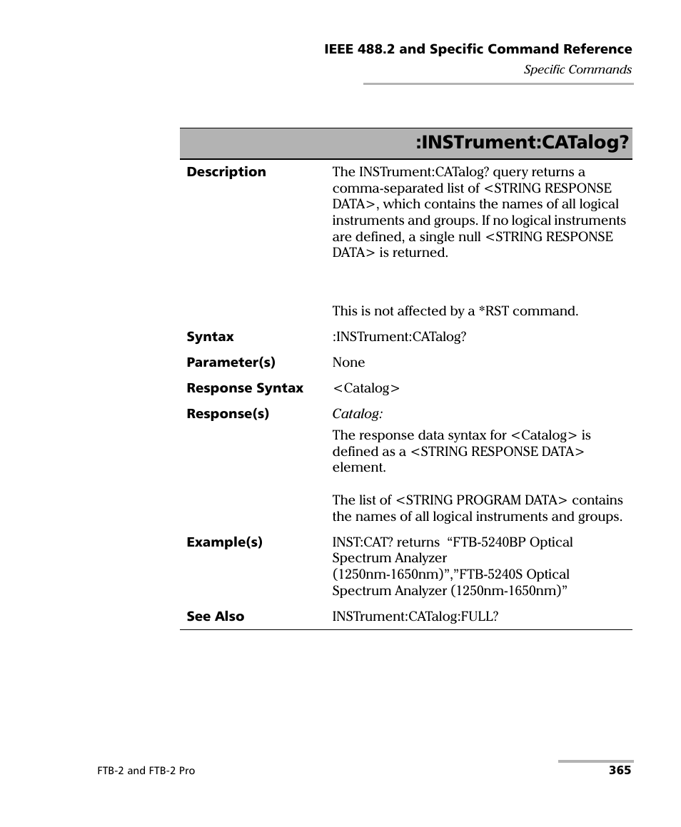 Instrument:catalog | EXFO FTB-2 User Manual | Page 375 / 443