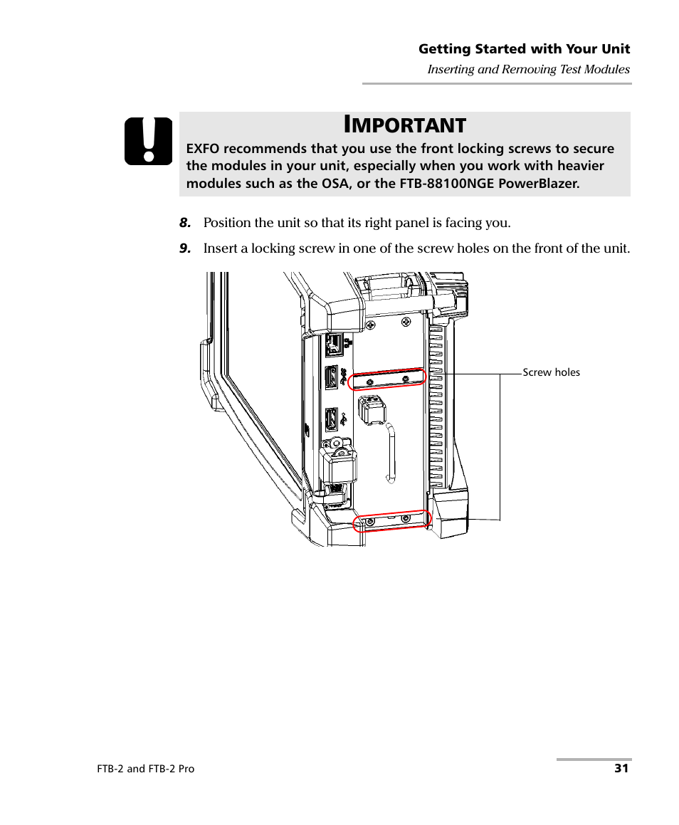 Mportant | EXFO FTB-2 User Manual | Page 41 / 443