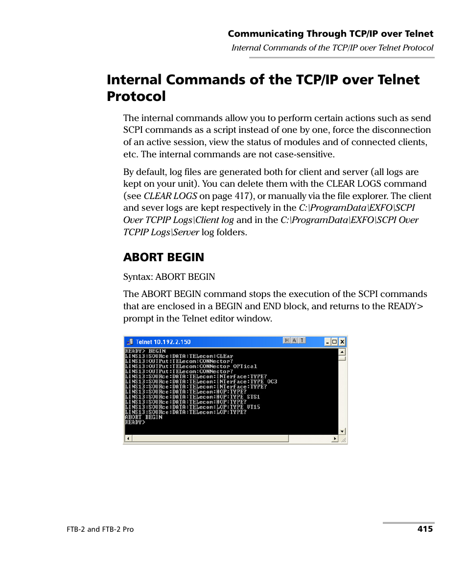 Abort begin | EXFO FTB-2 User Manual | Page 425 / 443