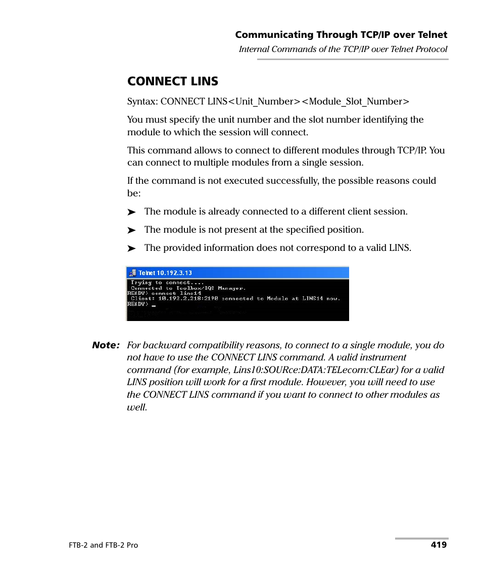 Connect lins | EXFO FTB-2 User Manual | Page 429 / 443