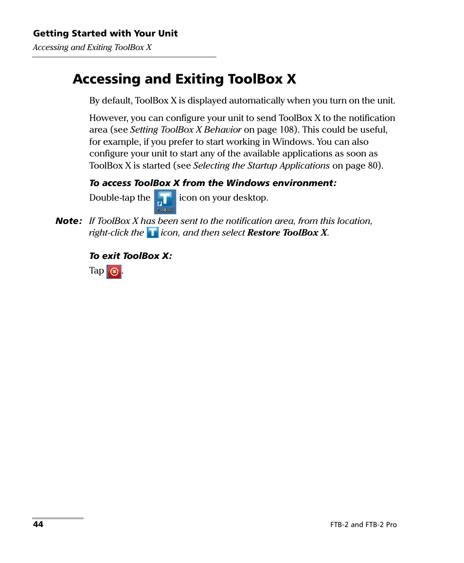 Accessing and exiting toolbox x | EXFO FTB-2 User Manual | Page 54 / 443