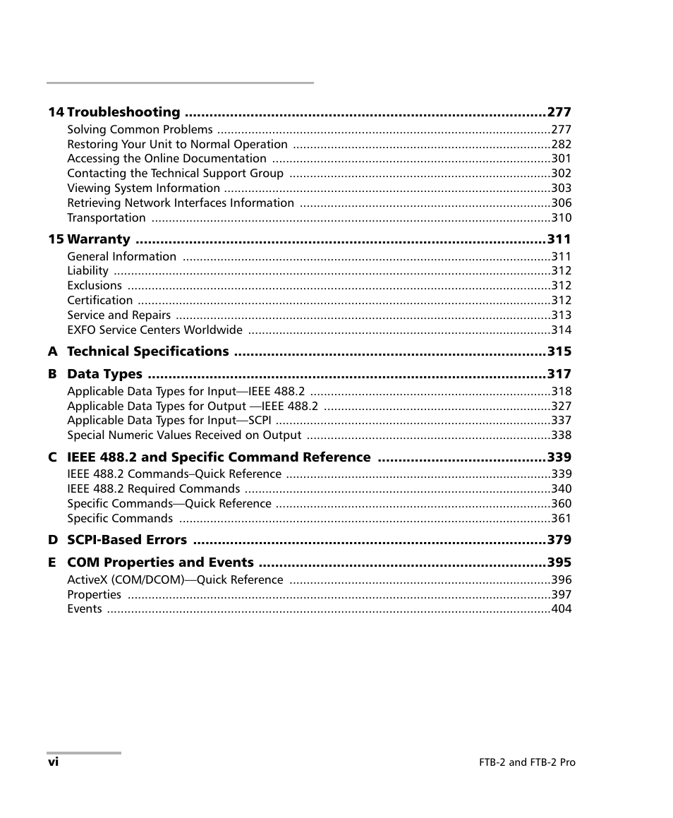 EXFO FTB-2 User Manual | Page 6 / 443