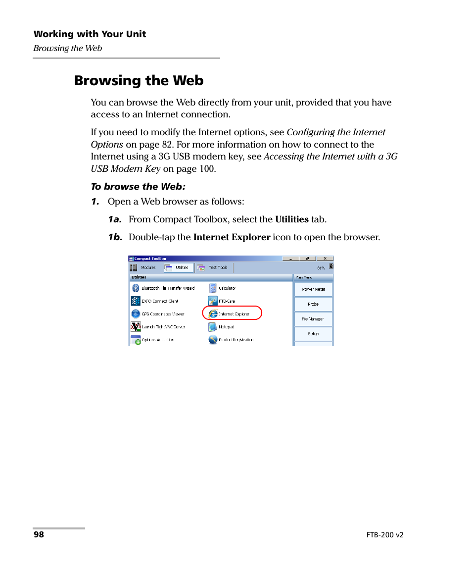 Browsing the web | EXFO FTB-200 v2 Compact Modular Platform User Manual | Page 108 / 222