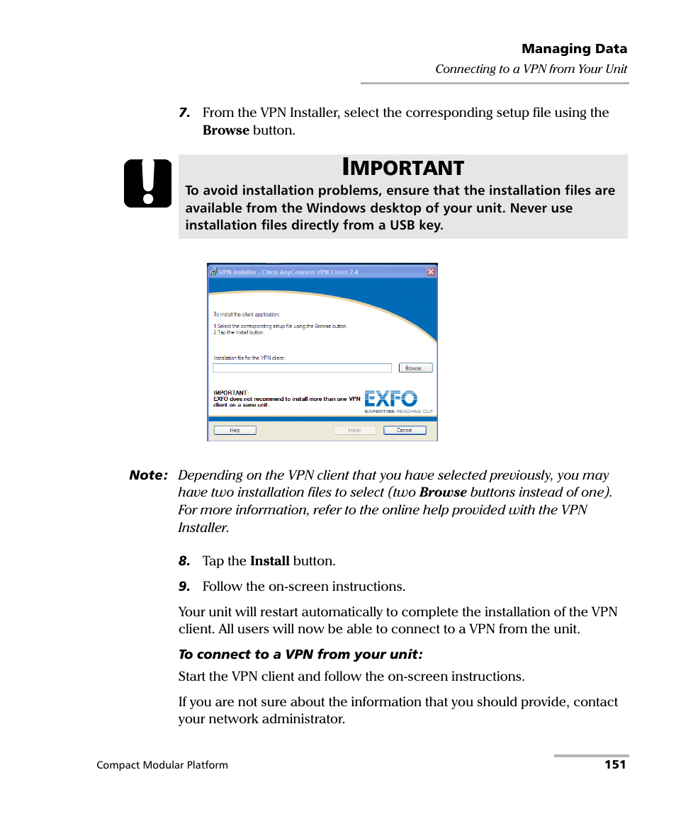 Mportant | EXFO FTB-200 v2 Compact Modular Platform User Manual | Page 161 / 222