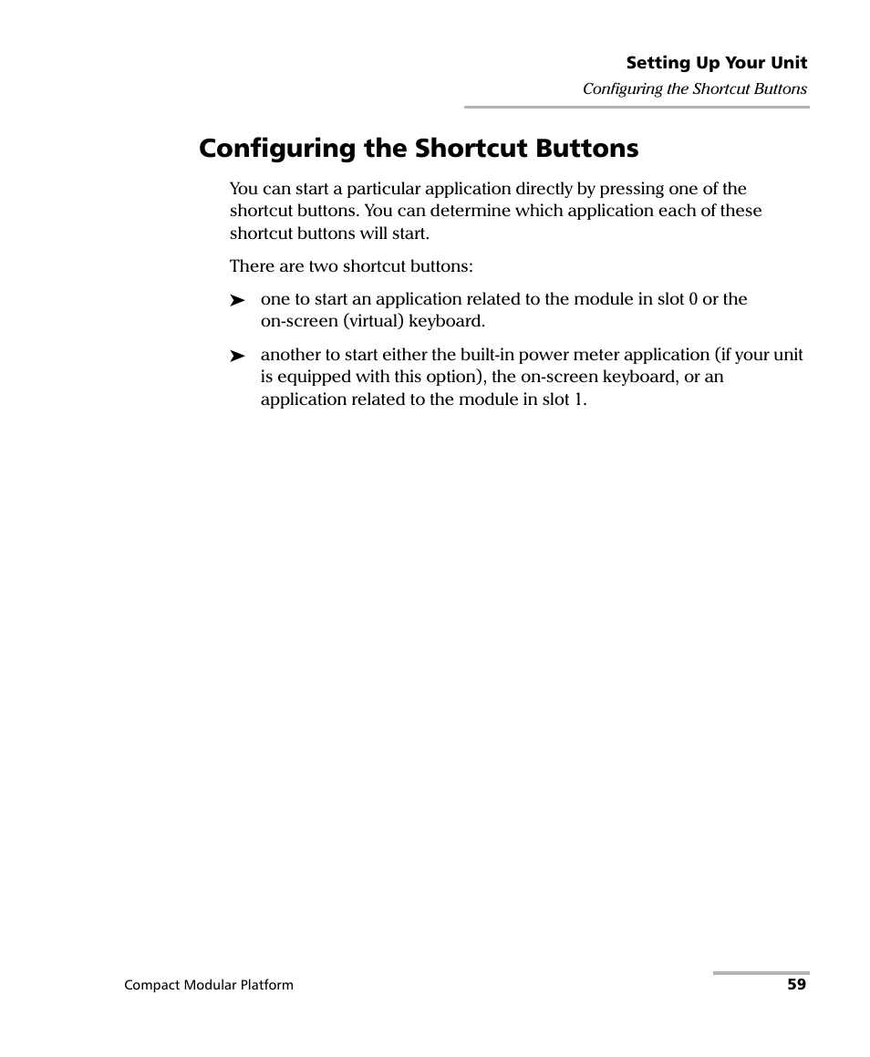 Configuring the shortcut buttons | EXFO FTB-200 v2 Compact Modular Platform User Manual | Page 69 / 222