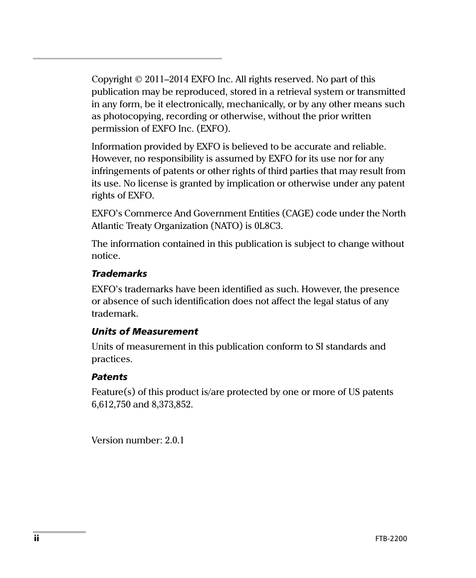 EXFO FTB-2200 for FTB-200 v2 User Manual | Page 2 / 41