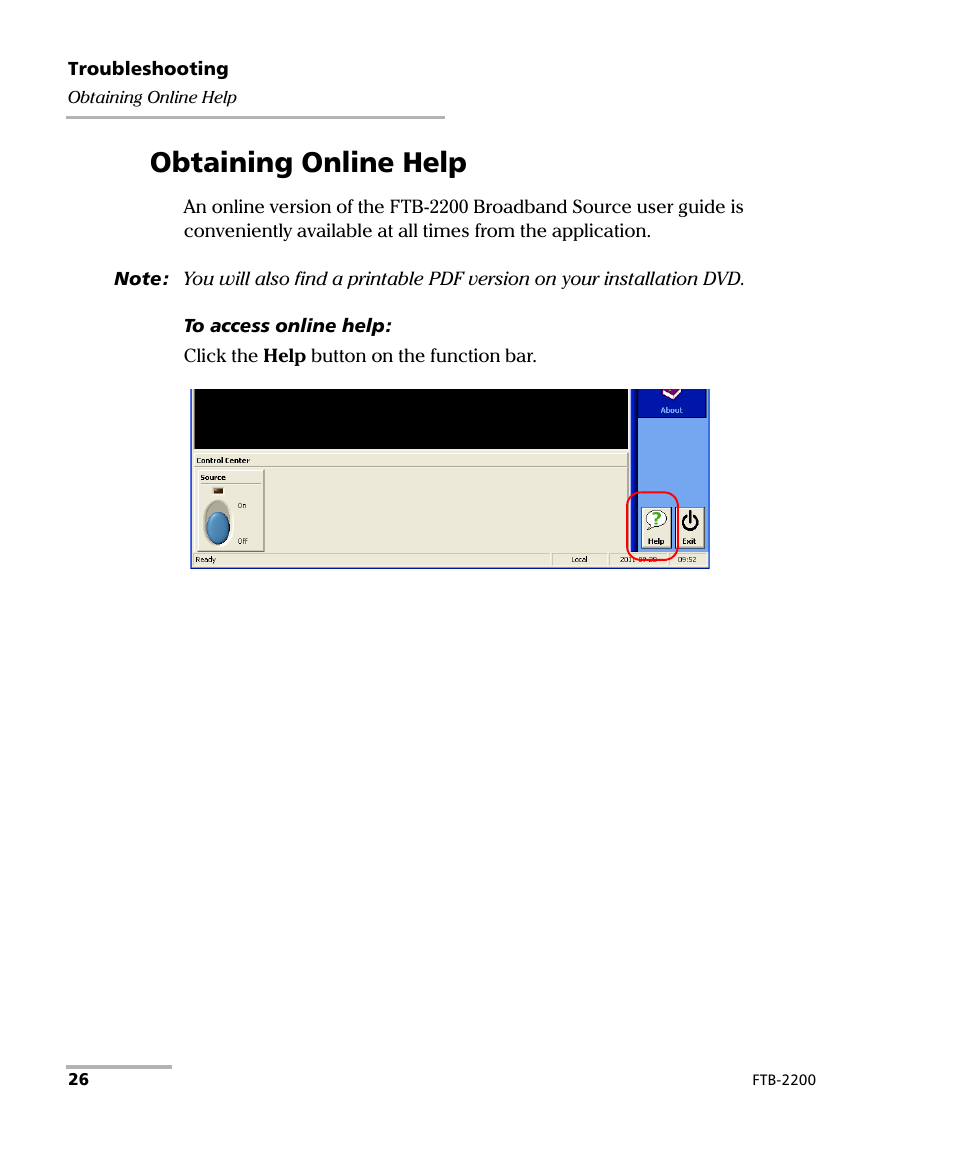 Obtaining online help | EXFO FTB-2200 for FTB-200 v2 User Manual | Page 30 / 41