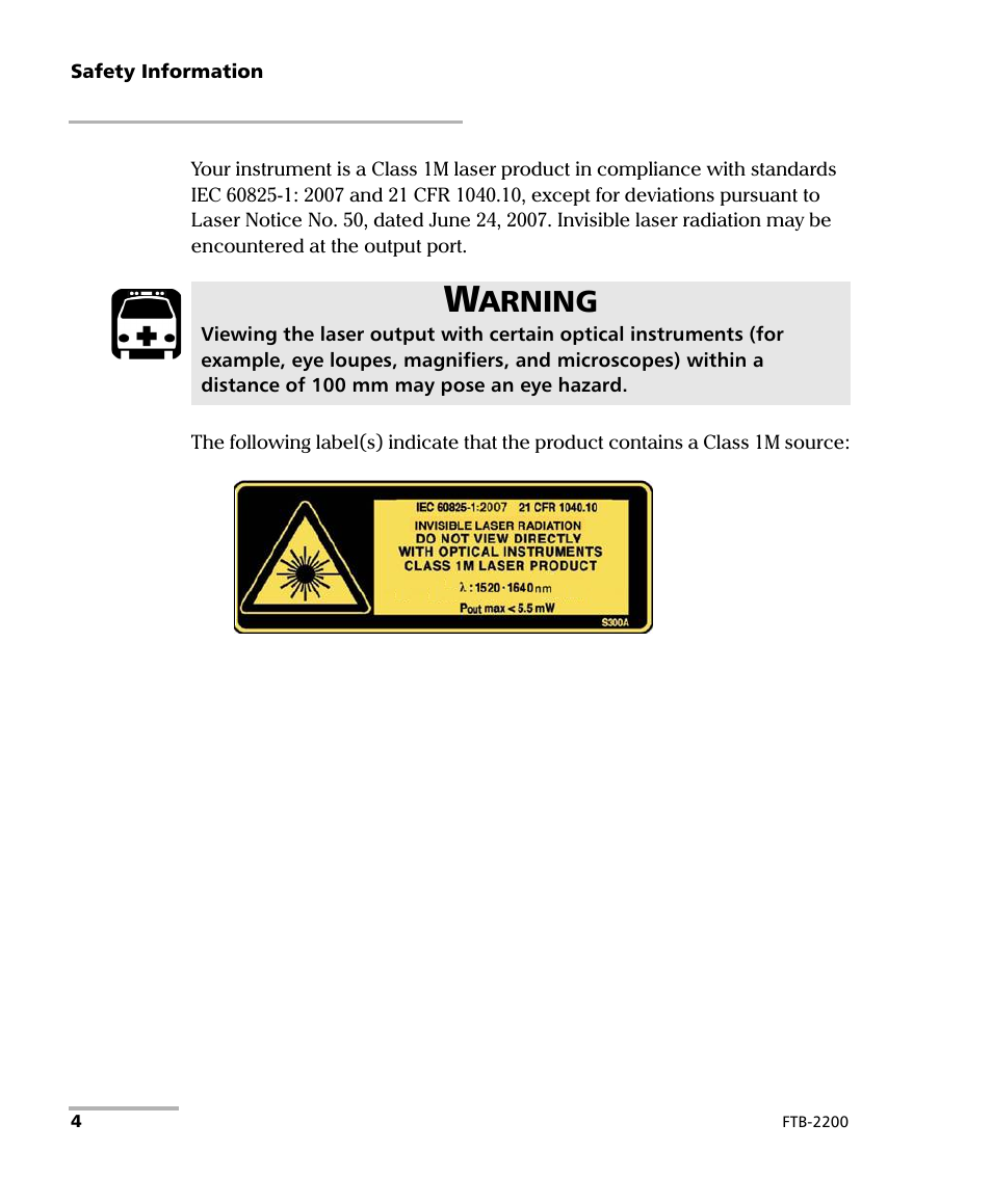 Arning | EXFO FTB-2200 for FTB-200 v2 User Manual | Page 8 / 41