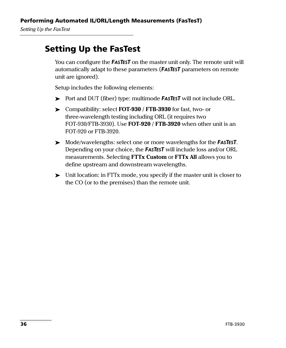 Setting up the fastest, Set up | EXFO FTB-3930 MultiTest User Manual | Page 42 / 101