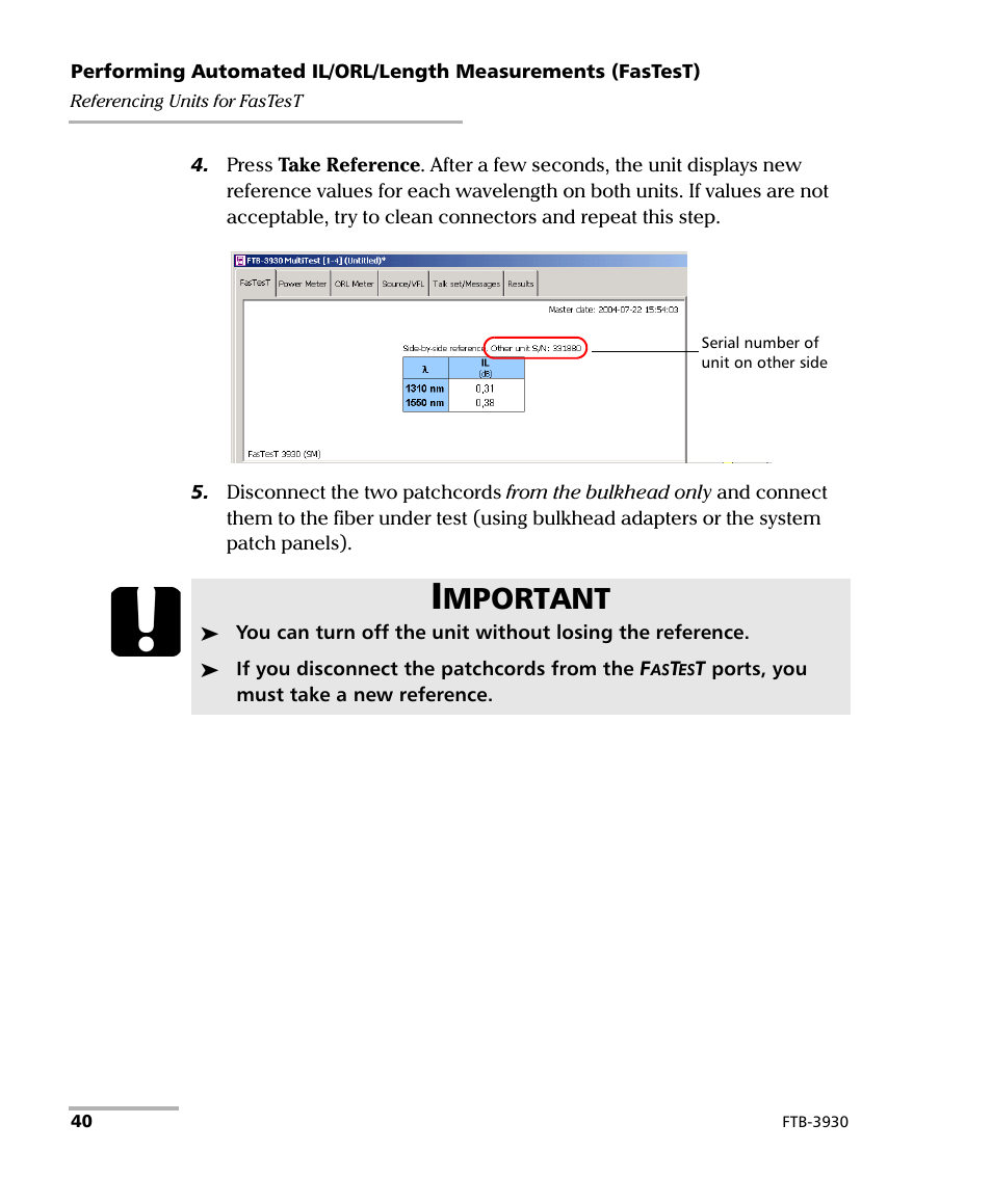 Mportant | EXFO FTB-3930 MultiTest User Manual | Page 46 / 101