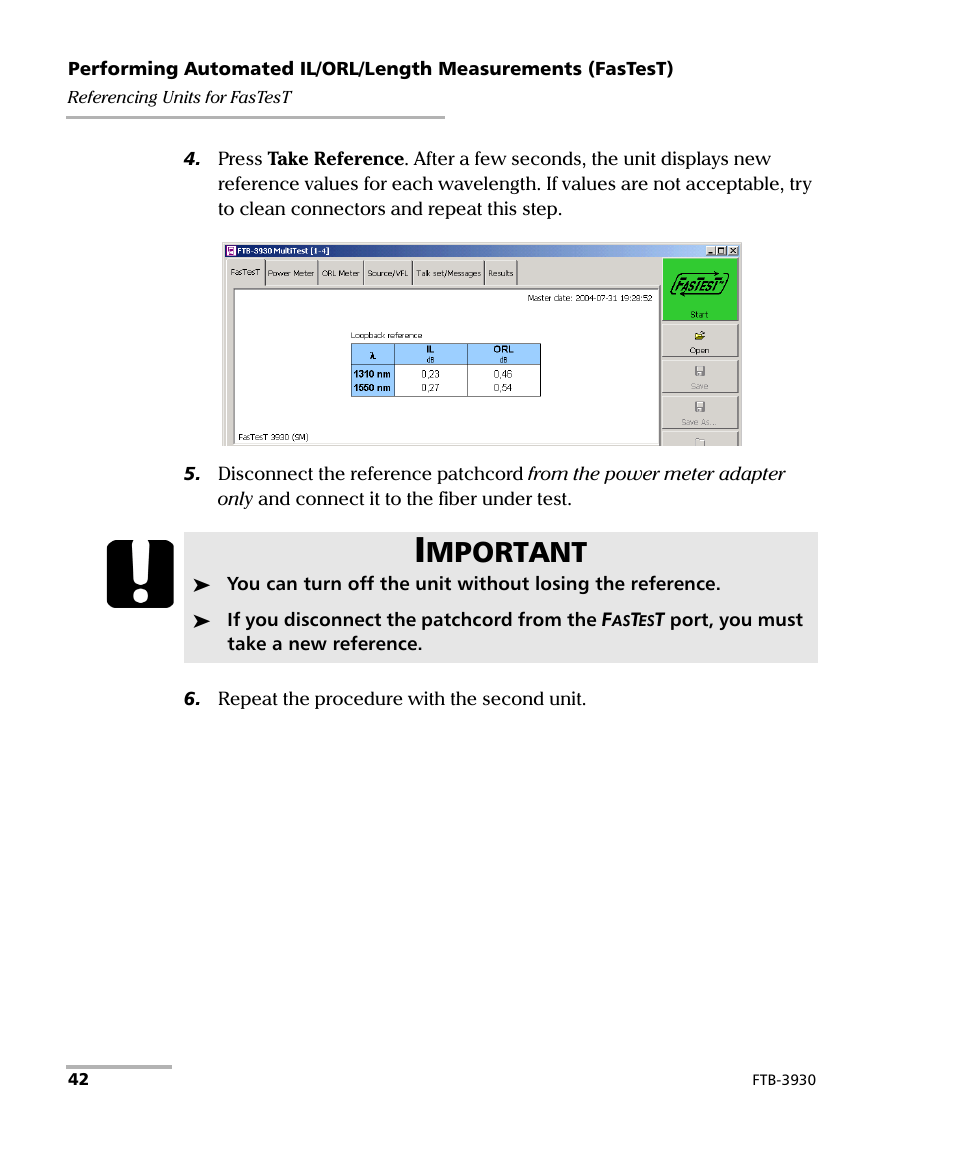 Mportant | EXFO FTB-3930 MultiTest User Manual | Page 48 / 101