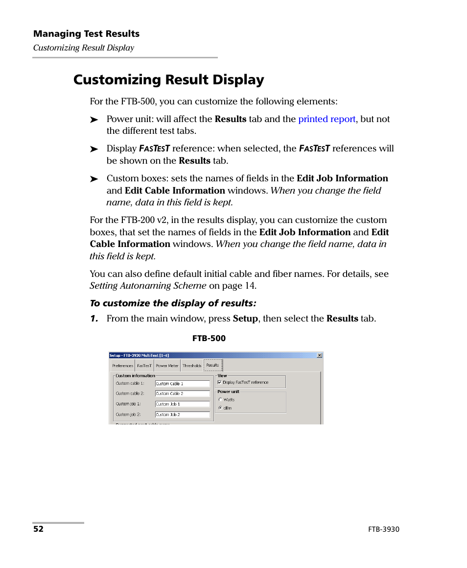 Customizing result display | EXFO FTB-3930 MultiTest User Manual | Page 58 / 101