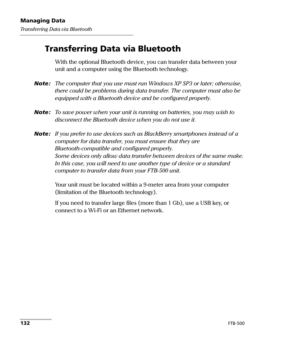 Transferring data via bluetooth | EXFO FTB-500 (Window XP) User Manual | Page 142 / 405