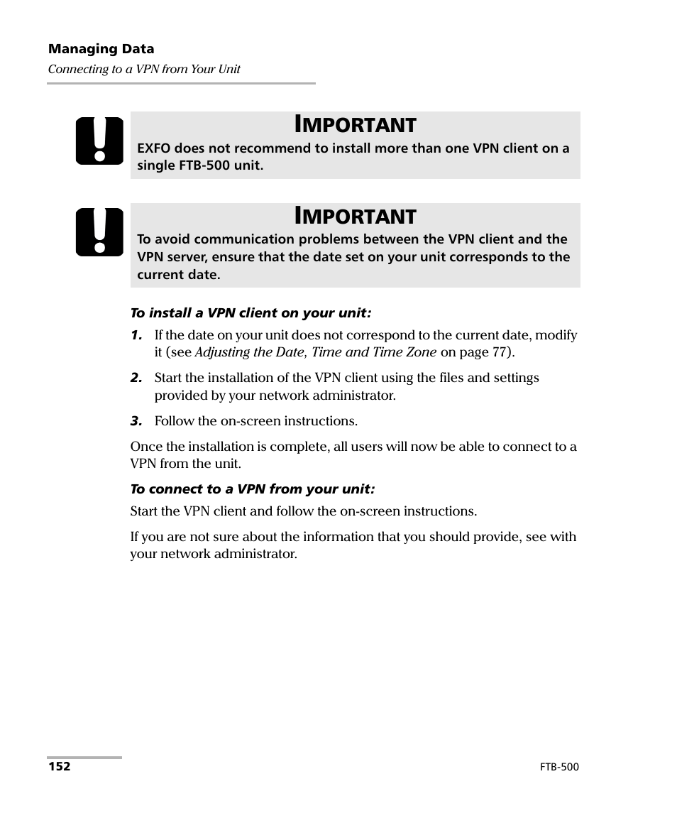 Mportant | EXFO FTB-500 (Window XP) User Manual | Page 162 / 405