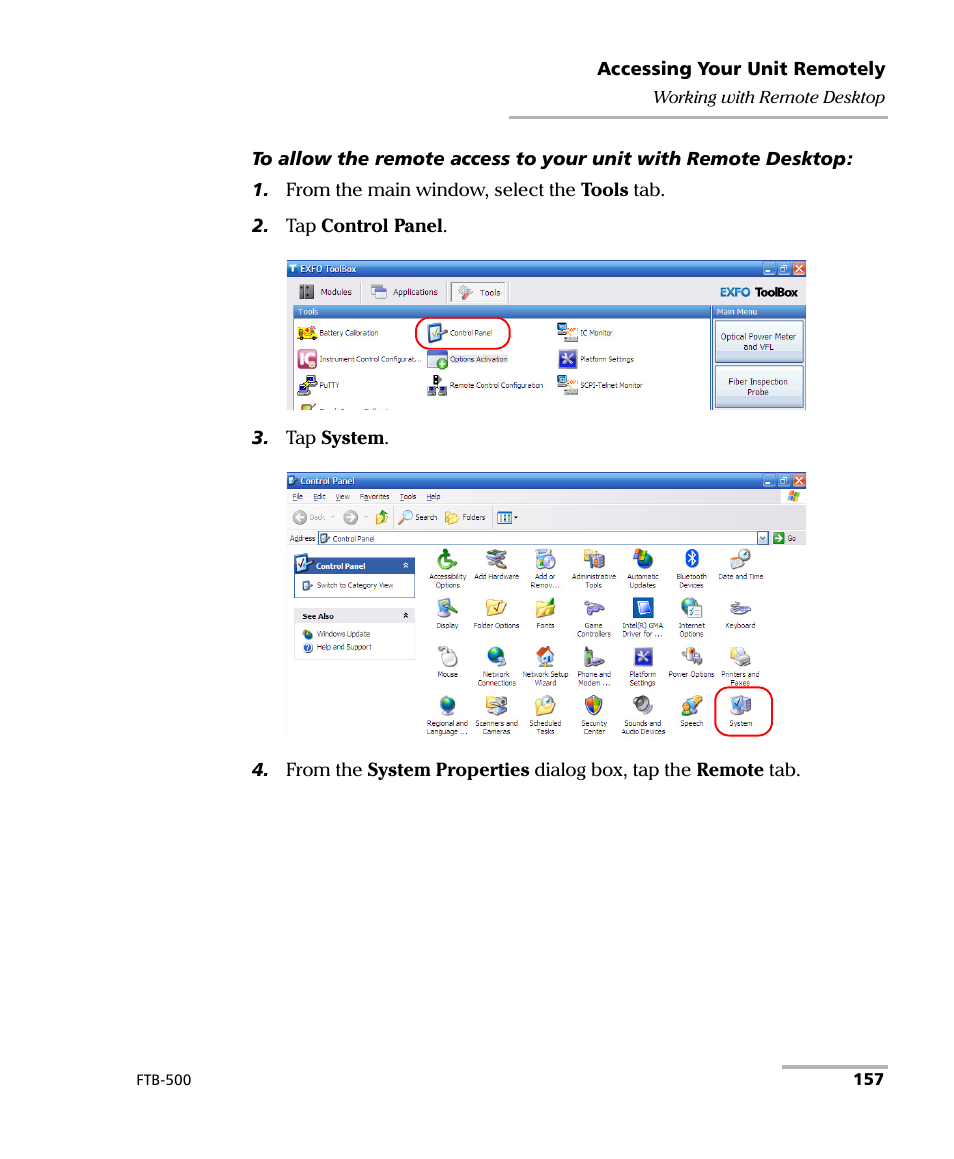 EXFO FTB-500 (Window XP) User Manual | Page 167 / 405