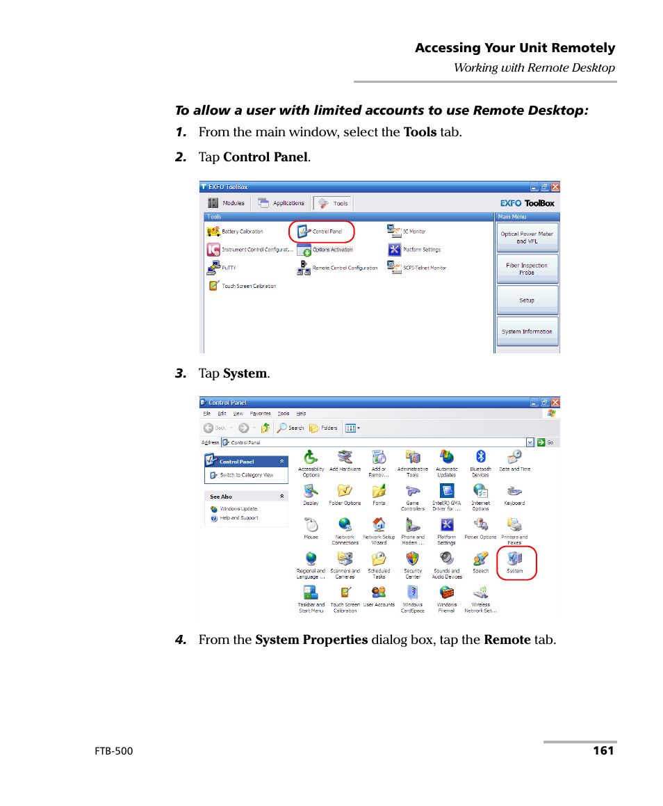 EXFO FTB-500 (Window XP) User Manual | Page 171 / 405