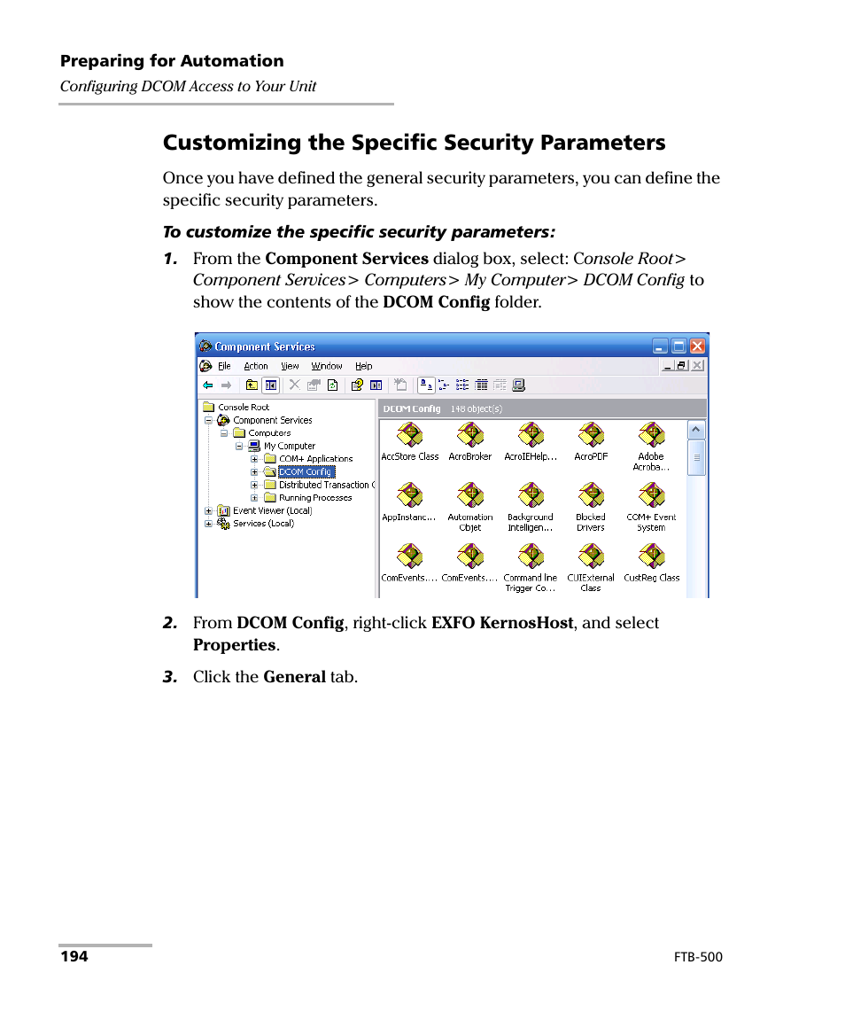 Customizing the specific security parameters | EXFO FTB-500 (Window XP) User Manual | Page 204 / 405