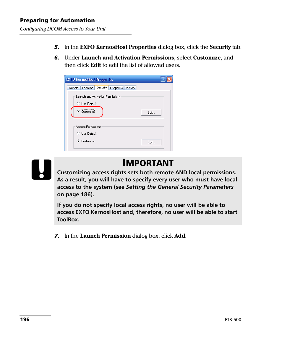 Mportant | EXFO FTB-500 (Window XP) User Manual | Page 206 / 405