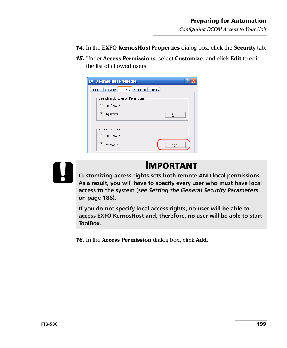 Mportant | EXFO FTB-500 (Window XP) User Manual | Page 209 / 405