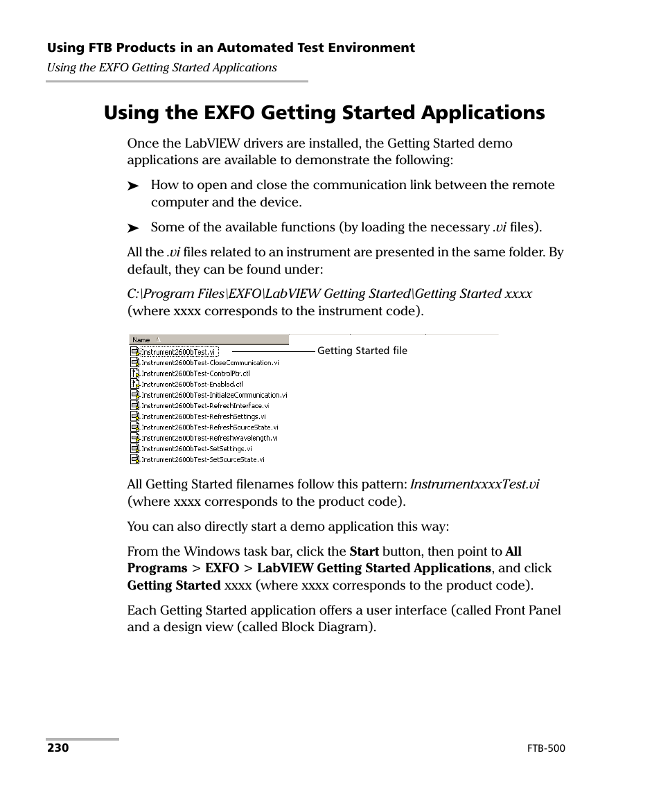 Using the exfo getting started applications | EXFO FTB-500 (Window XP) User Manual | Page 240 / 405