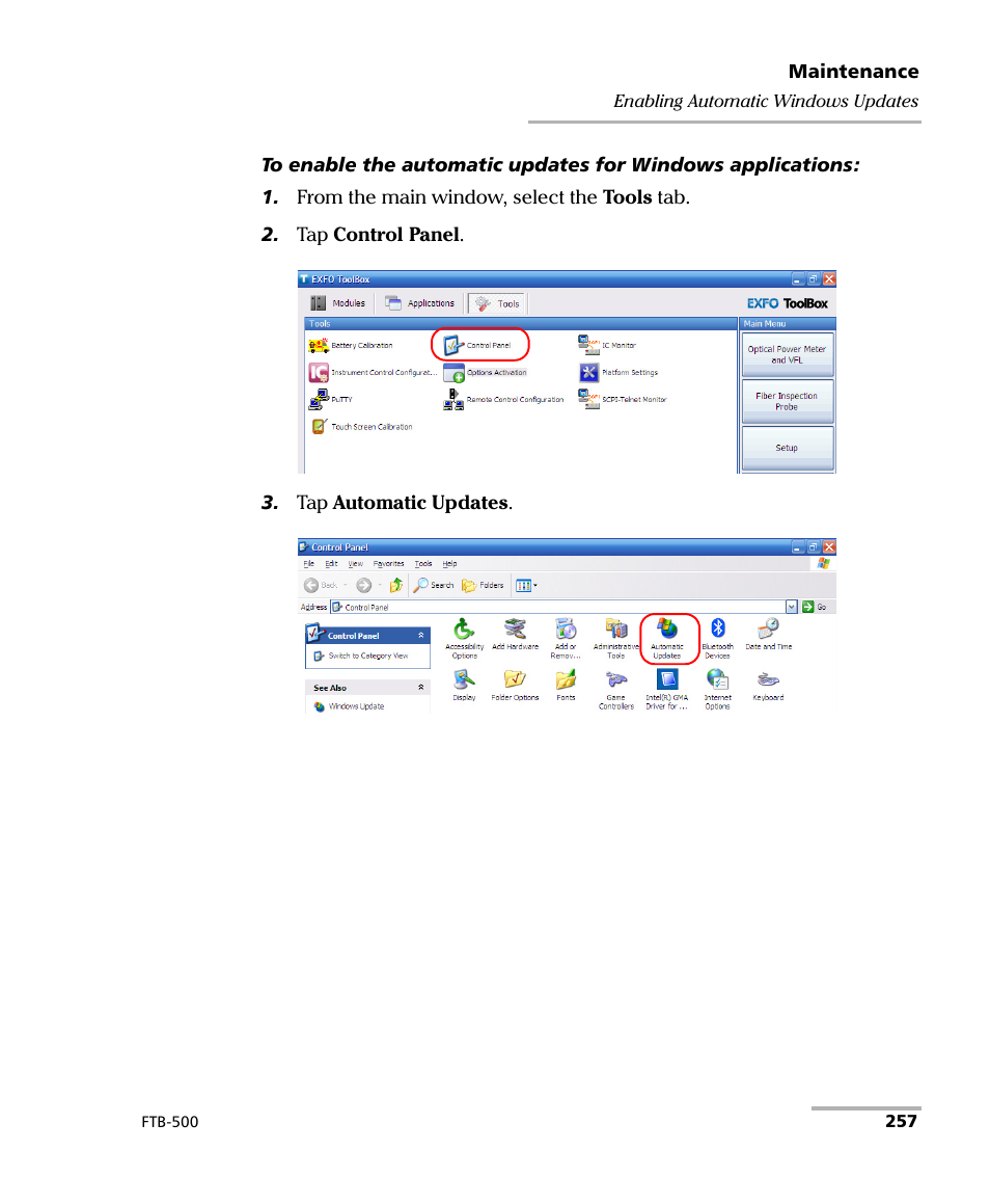 EXFO FTB-500 (Window XP) User Manual | Page 267 / 405