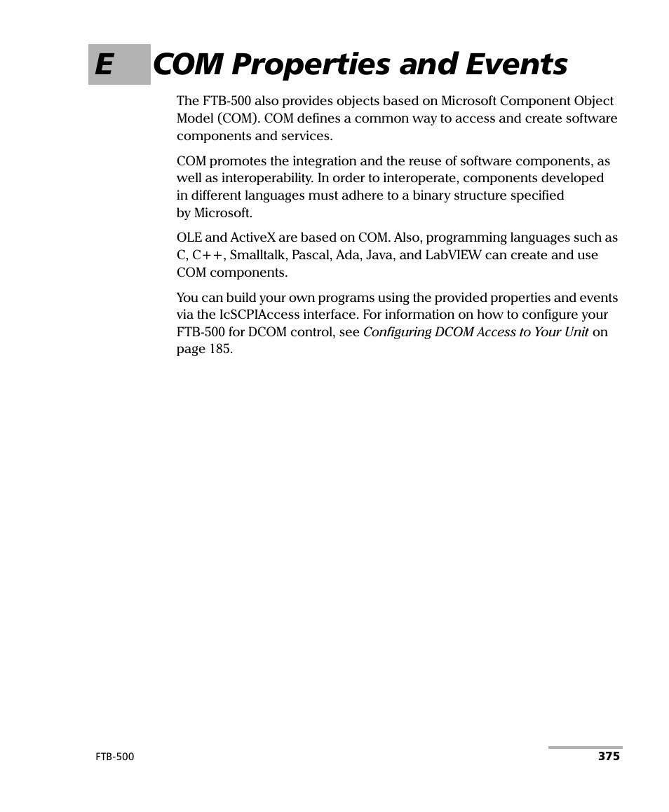 E com properties and events, Ecom properties and events | EXFO FTB-500 (Window XP) User Manual | Page 385 / 405