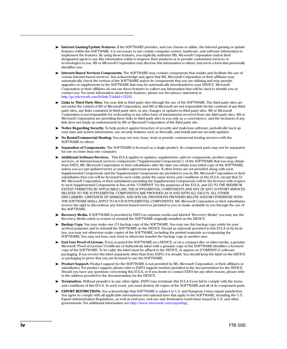 Ftb-500 | EXFO FTB-500 (Window XP) User Manual | Page 4 / 405