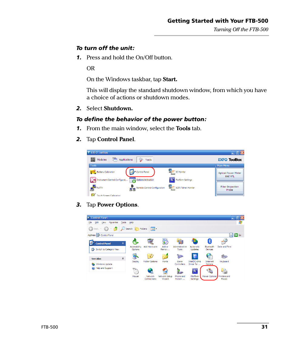 EXFO FTB-500 (Window XP) User Manual | Page 41 / 405
