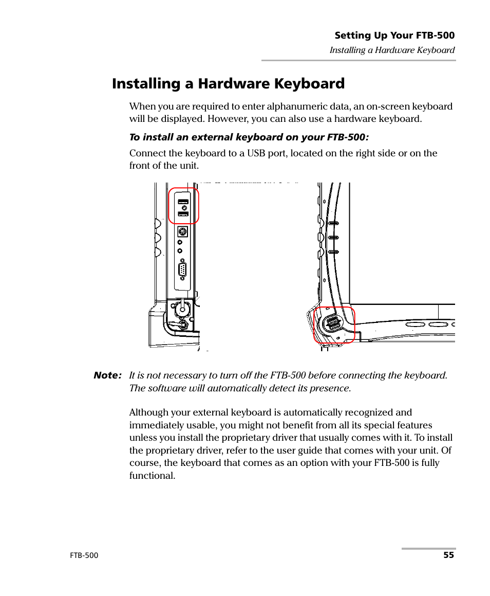 Installing a hardware keyboard | EXFO FTB-500 (Window XP) User Manual | Page 65 / 405