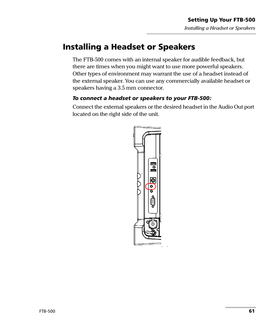 Installing a headset or speakers | EXFO FTB-500 (Window XP) User Manual | Page 71 / 405