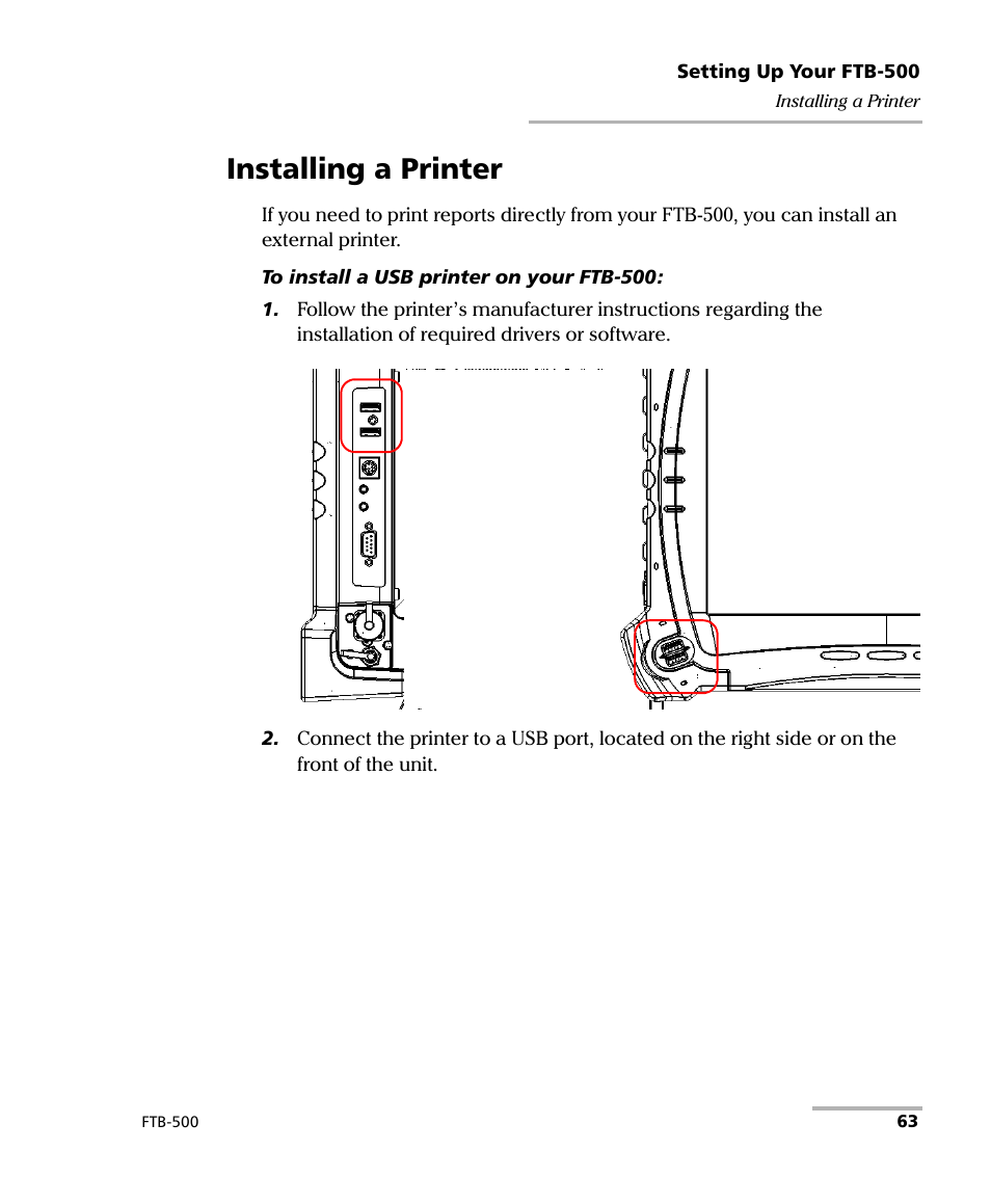 Installing a printer | EXFO FTB-500 (Window XP) User Manual | Page 73 / 405