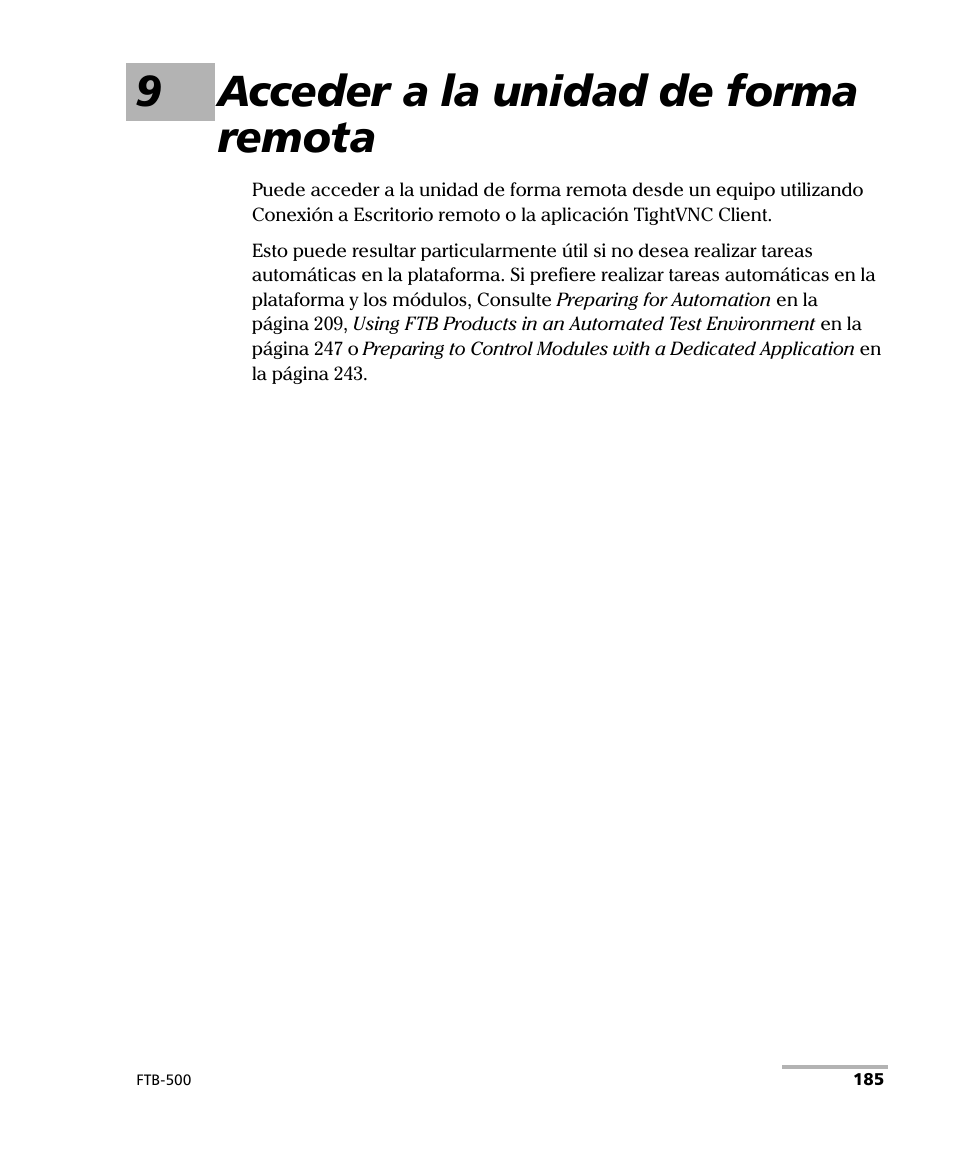 9 acceder a la unidad de forma remota, 9acceder a la unidad de forma remota | EXFO FTB-500 (Window XP) User Manual | Page 193 / 477